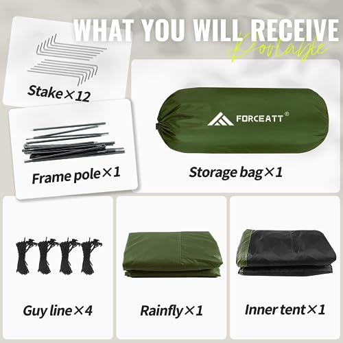 Forceatt Tent for 2 and 3 Person is Waterproof and Windproof, Camping Tent for 3 to 4 Seasons,Lightweight Aluminum Pole Ba...