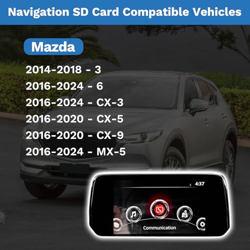 Forccord Latest Version Navigation SD Card Fits for Mazda 2014-2018 - 3, 2016-2024 - Mazda 6/CX-3/MX-5, 2016-2020 - CX-5/C...