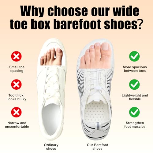 FUNWINK Hike Barefoot Shoes for Womens Men Wide Toe Water Shoes Flexible Lightweight Daily Wear Walking Shoes Unisex,Desig...