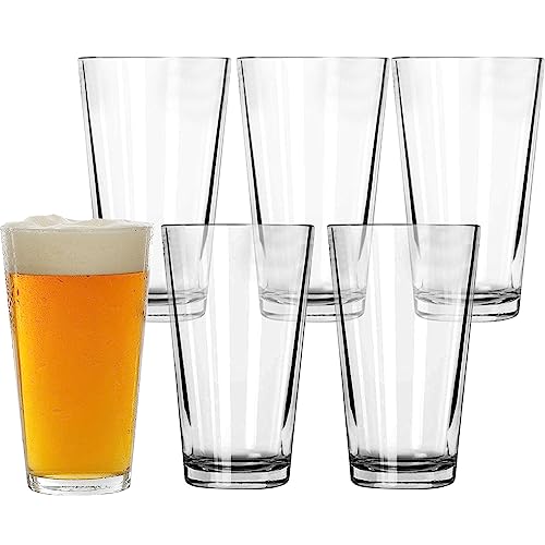 Pint Glasses Set of 6 - 16 oz Drinking Glasses Made for Cold Beverages - 16 oz Mixing Glass & Highball Set of 6 for Homes,...