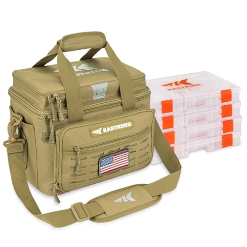 KastKing Karryall Fishing Tackle Bags with 4 * 3600 Tackle Trays - Saltwater & Freshwater Fishing Gear Storage