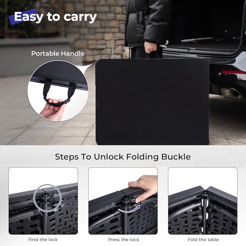 Byliable Folding Table 6ft Portable Heavy Duty Plastic Fold-in-Half 6 Foot Foldable Table Utility Dining Indoor Outdoor wi...
