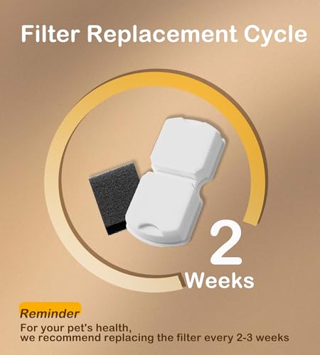 HOOISE Cat Water Fountain Filters: 12Pack Replacement Pet Fountain Filter of 12 Carbon Filters & 12 Sponges - Use for HOOI...