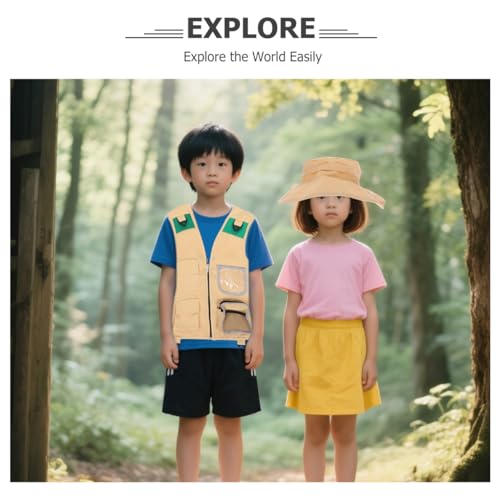 BRIGHTFUFU 1Set Kid Exploration Kit with Vest Hat Kid Camping Bug Catcher Fishing Set Outdoor Adventure Guide Scavenger Hu...