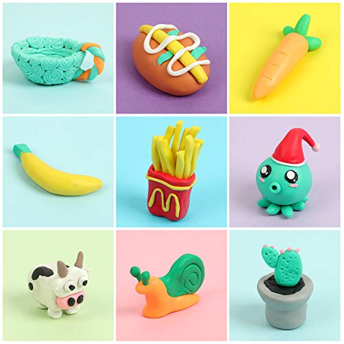 Polymer Clay 50 Colors, Modeling Clay for Kids DIY Starter Kits, Oven Baked Model Clay, Non-Sticky Molding Clay with Sculp...