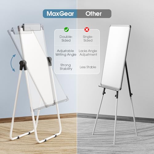 MaxGear Easel Whiteboard 36" x 24" Magnetic Portable Dry Erase Board, Foldable Double-Sided White Board with Stand Height ...