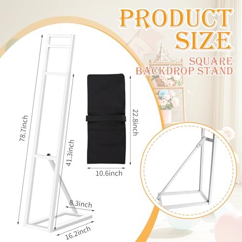 Yudlto 1 Pack White Wedding Backdrop Stand, Adjustable Metal Arch with Foldable Base and Weight Bag, Foam Board Display fo...