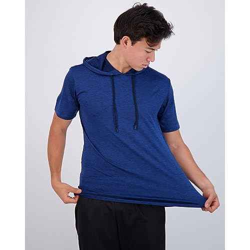 Real Essentials 3 Pack: Men's Dry Fit Short Sleeve Active Athletic Hoodie Pullover Sweatshirt (Available in Big & Tall)