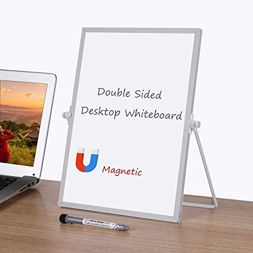 Aelfox Small Dry Erase Board 14x10 Inch Magnetic, Double-Sided Desktop Small Whiteboard with Stand, Aluminum Frame, Remind...