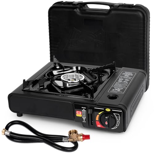 SHINESTAR Dual Fuel Stove with Butane & Propane Compatibility, Portable Camping Stove for Outdoor Cooking, Propane Adapter...