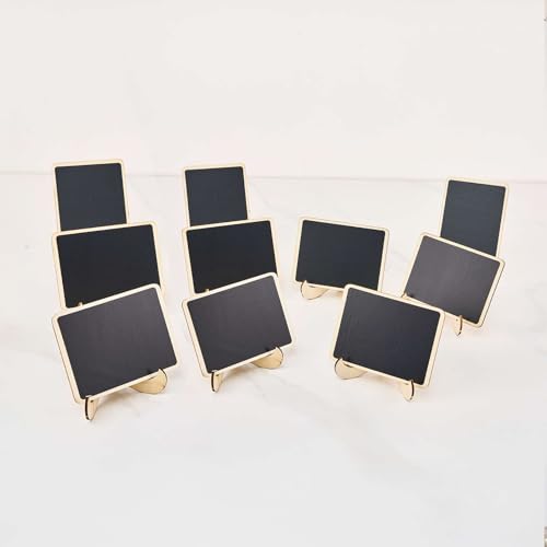 10 Pack Mini Chalkboard Signs with Easel Stand - Small Rectangle Food Labels for Party Buffet & Kitchen