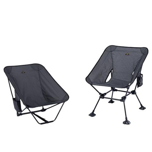 iClimb 1 Low Folding Chair and 1 Anti-Sink Large Feet Chair, Ultralight Compact for Adults Outdoor Camping Backpacking Hiking