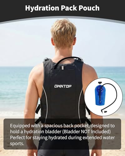 Owntop Swim Jacket Adult Youth | Hydration Pack | Dual Mesh Pockets | Attached Whistle | Ultra-Thin for Freer Movement | K...