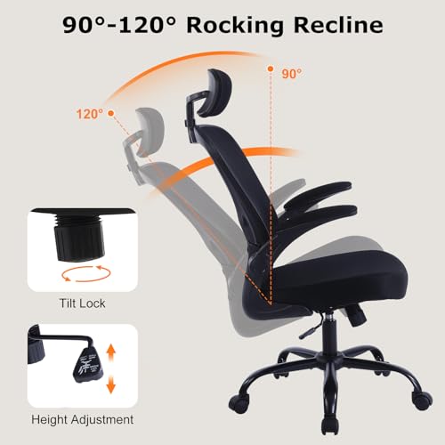 ralex-chair Ergonomic Office Chair with Adjustable Headrest & Lumbar Support, Computer Desk Chair with Flip-Up Armrests, C...