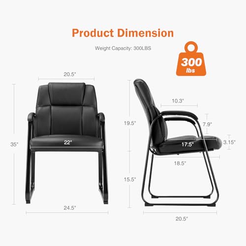 Sweetcrispy Waiting Room Guest Chair Set of 2, Stationary Office Reception Chairs No Wheel, Comfy Padded Arms and Seld Bas...