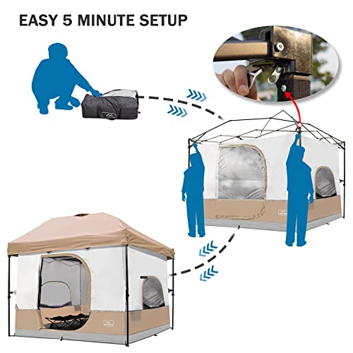 KAMPKEEPER Camping Inner Tent for Pop Up Canopy, Converts 10'x10' Straight Leg Canopy into Camping Tent–Fully Vented Roof(...