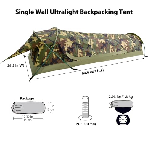 GEERTOP Ultralight Single Person Bivy Tent for Camp Waterproof 1 Man Tent for Camping Hiking Backpacking Hunting Outdoor S...