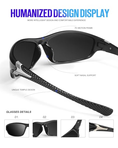 Polarized Sunglasses Men Sports Mens Sunglasses Outdoors for Cycling Driving 3 Pack