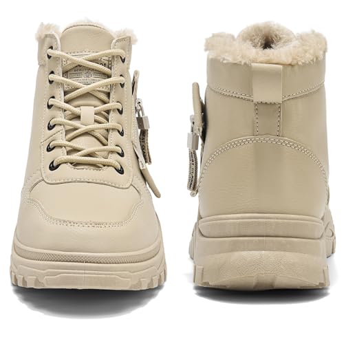 Yeeteepot Womens Snow Boots Warm Winter Boots Ladies Fur Lined Ankle Boots Lace Up Outdoor Booties Anti-Slip Sneakers Wate...