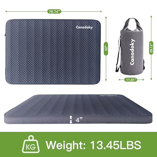 4" Ultra-Thick Self-Inflating Sleeping Pad with 3-in-1 Rechargeable Pump, Air Adjustable Foam Camping Mattress, 9.5R Heav...