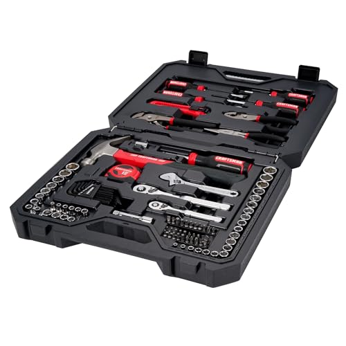 CRAFTSMAN 102-Piece Tool Kit for Home and Car, Durable Hand Tools Set with SAE and Metric Socket Set, Screwdrivers, Wrenc...