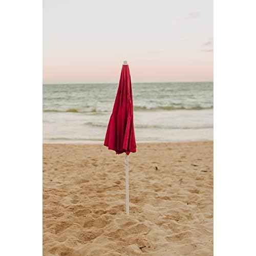 PICNIC TIME NCAA Ohio State Buckeyes Outdoor Canopy Sunshade Beach Umbrella 5.5' - Small Patio Umbrella - Beach Chair Umbrella