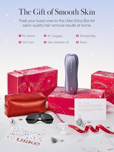 Ulike Laser Hair Removal, Air 10 IPL Hair Removal Device with Ice Cooling, Dual Lights, SHR Mode for Women & Men, Limited Holiday Set with Aloe Vera Gels, Gem Stickers, Christmas Cards & Storage Bag
