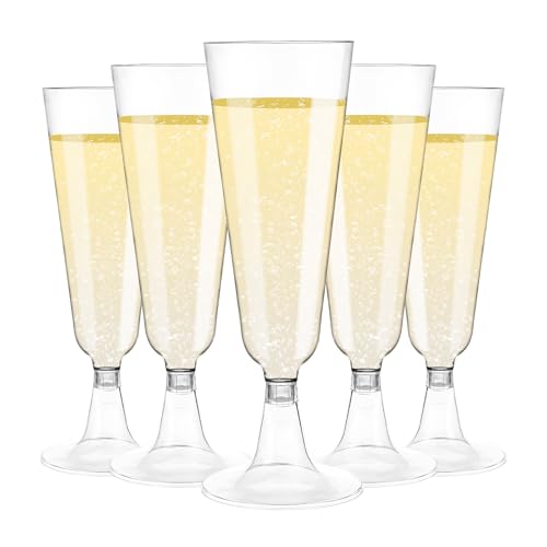 Sakeye Plastic Champagne Flutes 40 Pack Disposable Glasses 5.5 Oz Clear Plastic Toasting Glasses for Party Wedding Thanksg...