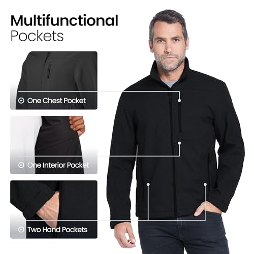 Weatherproof Men's Softshell Jacket – Wind & Water Resistant – Breathable, Lightweight Outdoor Coat