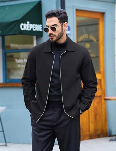 TACVASEN Mens Lightweight Windbreaker Full Zip Up Laydown Collar Jackets Light Casual Coat with Zip Pockets