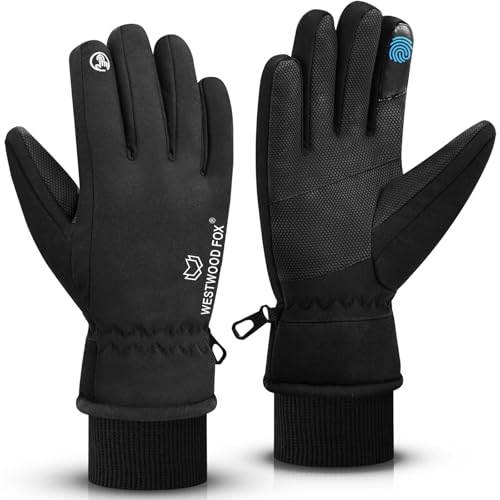 WESTWOOD FOX Waterproof Winter Gloves for Men & Women,Windproof, Warm Ski Gloves, Touchscreen, Anti-Slip Grip Gloves for C...