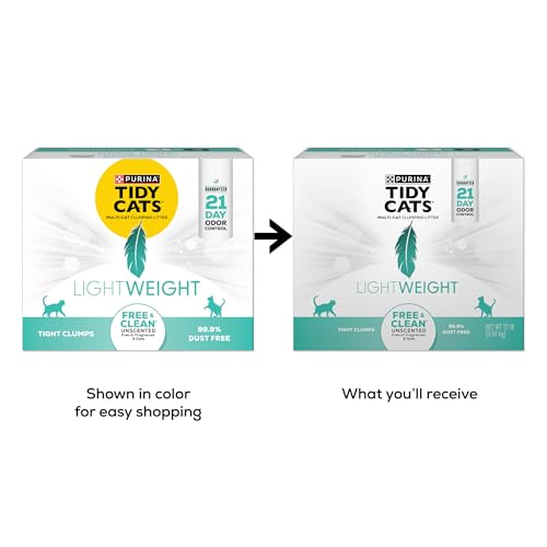 Purina Tidy Cats Lightweight Free and Clean Unscented, Multi-Cat, Clumping, 99.9 Percent Dust Free Cat Litter - 12 lb. Box