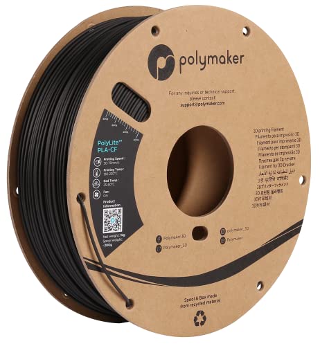 Polymaker Carbon Fiber PLA Filament 1.75mm, Carbon Fiber Reinforced 3D Printer PLA Filament 1kg - PolyLite 1.75mm Carbon F...