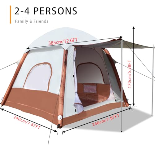 Umbalir Upgrade Inflatable Camping Tent with Pump, Easy Setup 4 Season Glamping Tent, 2-4 Persons Waterproof Windproof Out...