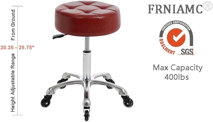 Professional Rolling Salon Stool – Wide Round Seat, Height-Adjustable Heavy-Duty Chair with Wheels for Salon, Spa, Tattoo & Home Office