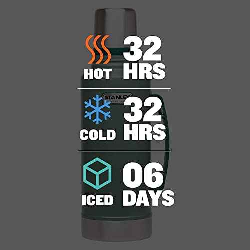 Stanley Heritage Classic Vacuum Bottle with Handle 2.0 qt | Wide Mouth with Leakproof Cup Lid | Keep Drinks Hot Cold for Travel | Insulated Stainless Steel Thermal Bottle | BPA-Free | Hammertone Green