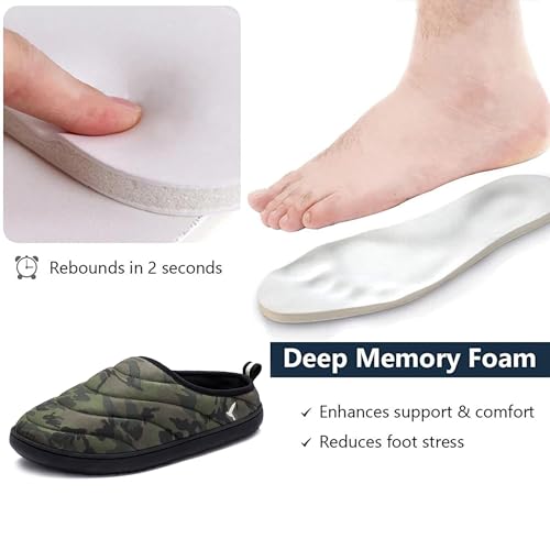 RockDove Men’s Trail-Therm Quilted Memory Foam Slippers for Camping and Indoor Outdoor Adventures with Anti-Slip Rubber Sole