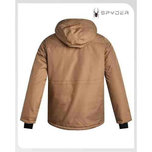Spyder Mens Winter Coats - Polar Fleece Jacket Parka Down Winter Coat Wind Resistant Waterproof Hooded Jackets for Men