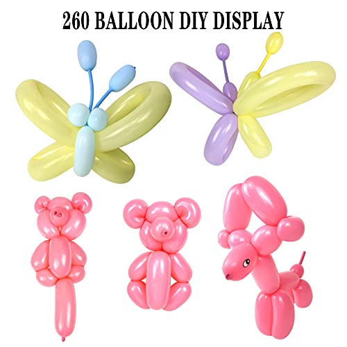 LXZFCRG 260 Balloons with Pump, Premium Long Latex Twisting Balloons for Birthday Wedding Festival Party Pastel Color Pack...