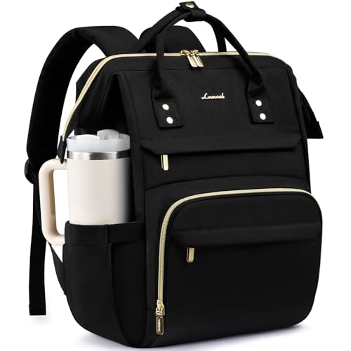 LOVEVOOK Laptop Backpack for Women with Giant Tumbler Holder Pocket,15.6 inch Waterproof Travel Backpack Purse Computer La...