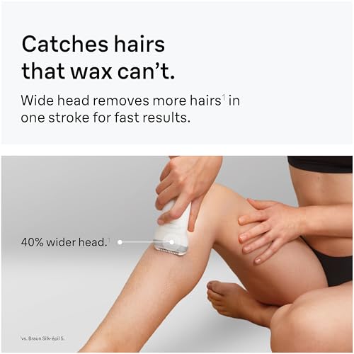 Braun Epilator Silk-?pil 7, Hair Removal Device, Women Shaver & Trimmer, Wet and Dry, Wide Head, Includes Shaver Head and Trimmer Comb, SE7-041, Silver, Holiday Gifts for Women
