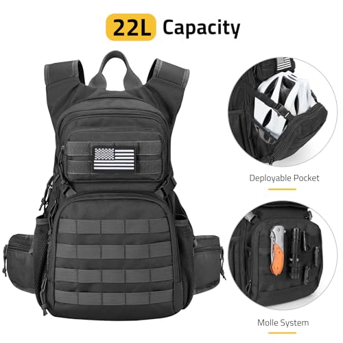 CVLIFE Tactical Hydration Pack 3L - Lightweight Water Bag With Bladder for Men Women, Heavy Duty Molle Backpack for Hikin...