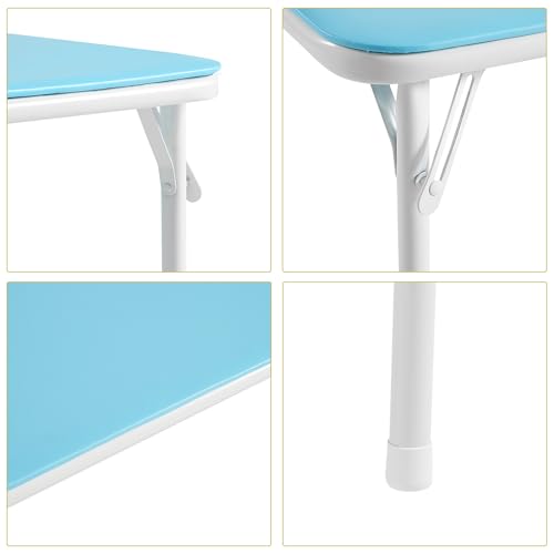 VECELO Folding Activity Table and Chairs 5 Pcs, Portable, with Ultra Soft Padded Cushion, 5 Piece Set, Baby Blue