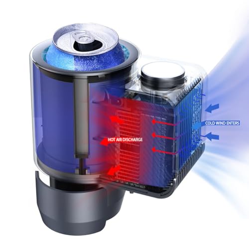 YUEMIDAMY 2-in-1 Smart Cooler Cups Holder, Portable Car Cooler Cup Mug Tumbler Holder Practical Small Cooler Cooling and H...