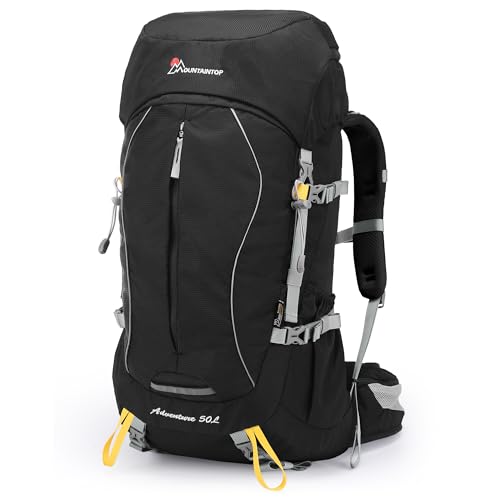 MOUNTAINTOP 60L Internal Frame Hiking Backpack with Rain Cover Outdoor Camping Backpack for Men Women