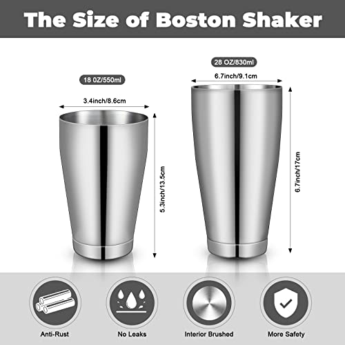 Sabary 6 Pcs Cocktail Shakers Professional Bar Shaker Boston Set Stainless Steel Martini Drink Mixer Basic Tool Weighted S...