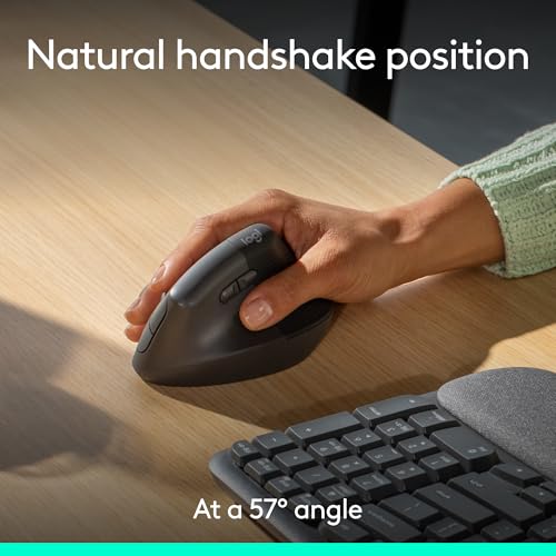 Logitech Wave Keys & Lift Vertical Mouse - Ergonomic Wireless Keyboard and Mouse Combo - with Cushioned Palm Rest, Easy-Sw...