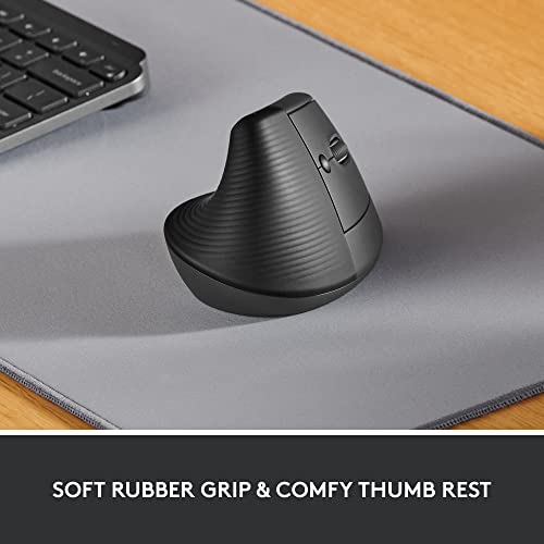 Logitech Lift Vertical Ergonomic Mouse, Wireless Bluetooth or USB Receiver, Quiet Clicks, 4 Buttons, Right Hand Wireless M...