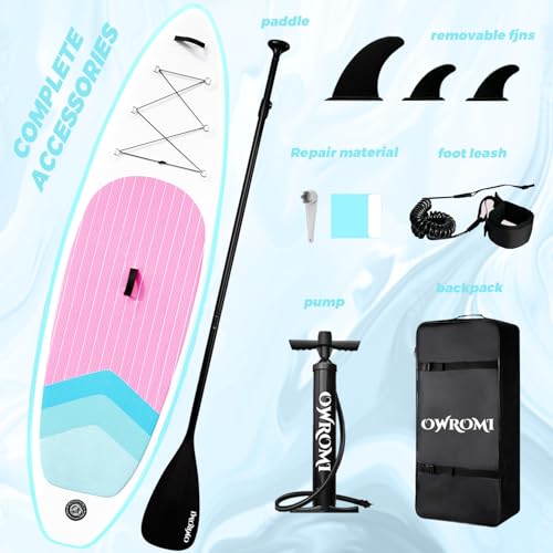 OWROMI Inflatable Stand Up Paddle Boards with Premium SUP Paddle Board Accessories, Wide Stable Design, Anti-Slip EVA Deck...