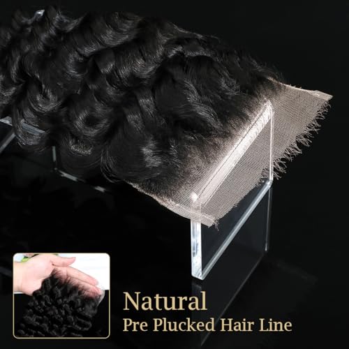 Knots Bleached CindiRiver 5x5 HD Lace Closure Deep Wave Virgin Human Hair With Invisible Real HD Lace, Natural Hairline, Skinlike Lace Frontal Closure Only